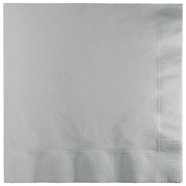 Touch Of Color Shimmering Silver Dinner Napkins 3 ply, 8.5"x8", 250PK - 593281B