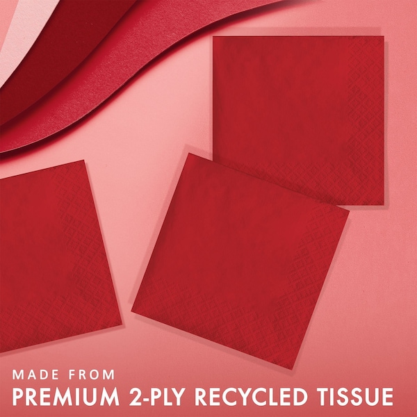 Touch Of Color Classic Red Beverage Napkins, 5"x5", 600PK - 801031B