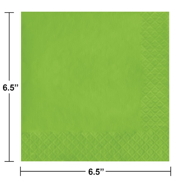 Touch Of Color 6.5" x 6.5" Fresh Lime Green Napkins 600 PK - 663123B