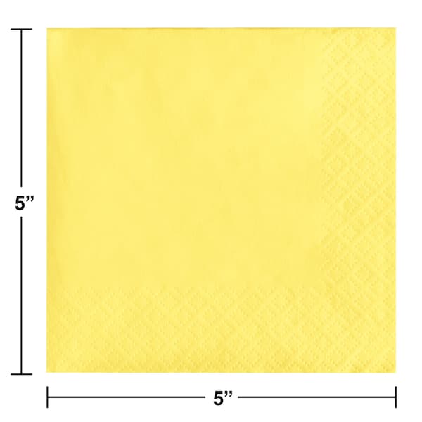 Touch Of Color Mimosa Yellow Beverage Napkins, 5"x5", 500PK - 57102B