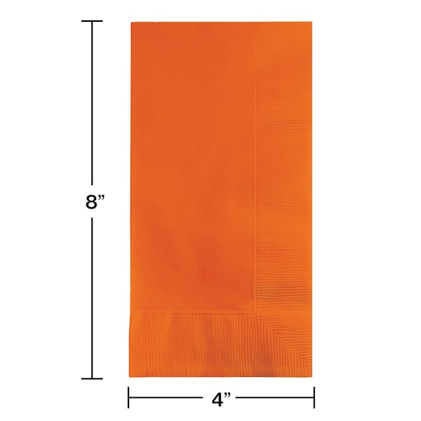 Touch Of Color 4" x 8" Sunkissed Orange Dinner Napkins 600 PK - 67191B