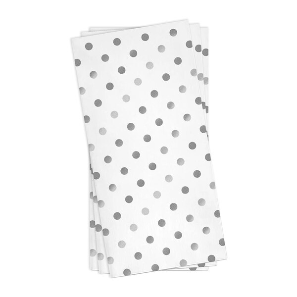Smarty Had A Party White with Silver Dots Paper Dinner Napkins 600 Napkins, 600PK - 2193-CASE