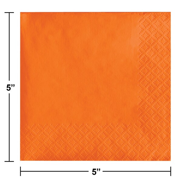 Touch Of Color Sunkissed Orange Beverage Napkins, 5"x5", 600PK - 139352154