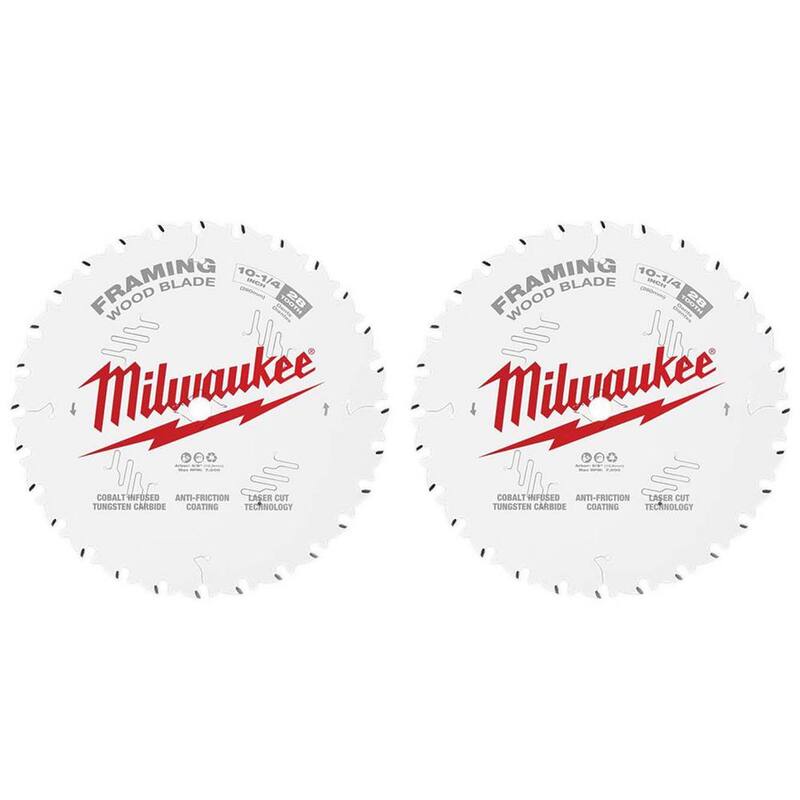 Milwaukee 10-1/4 pulgadas x 28 Dientes de Carburo Hojas de Sierra Circular para Armazones (paquete de 2) - 48-40-1038-48-40-1038