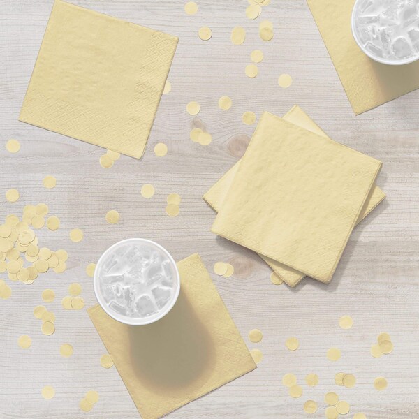 Touch Of Color Ivory Beverage Napkins, 5"x5", 1200PK - 259161