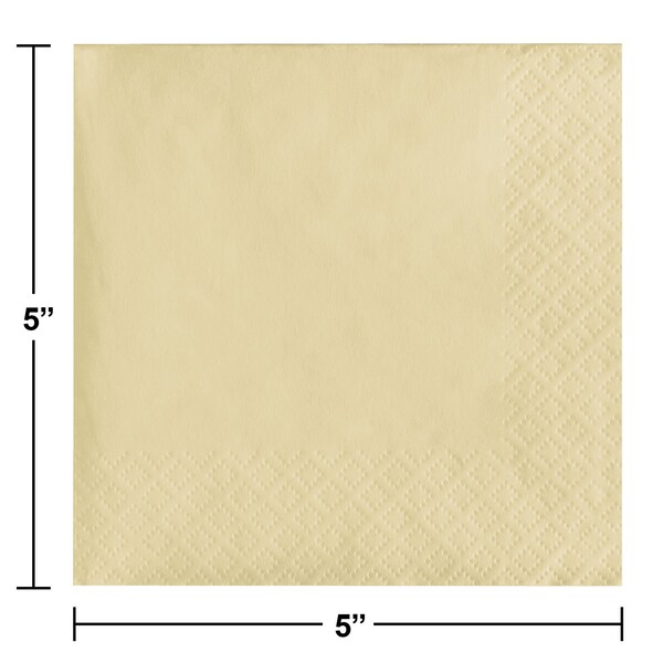 Touch Of Color Ivory Beverage Napkins, 5"x5", 1200PK - 259161