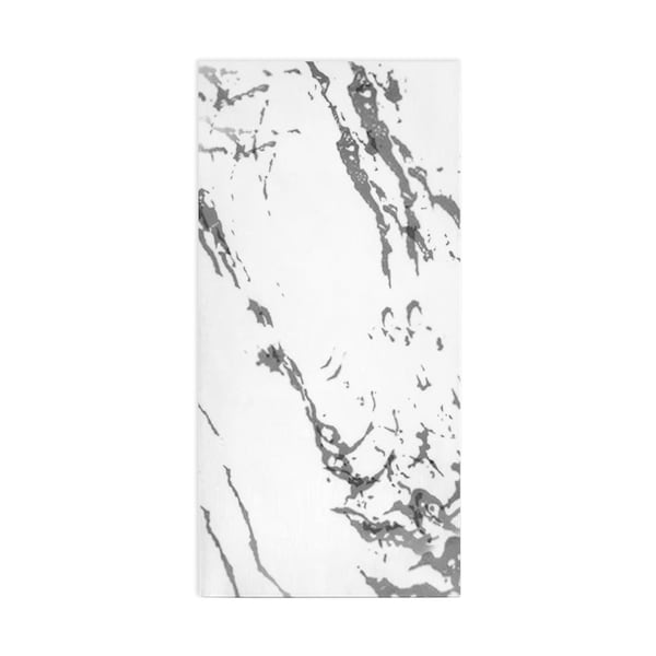 Smarty Had A Party White with Silver Marble Paper Dinner Napkins 600 Napkins, 600PK - 2191-CASE