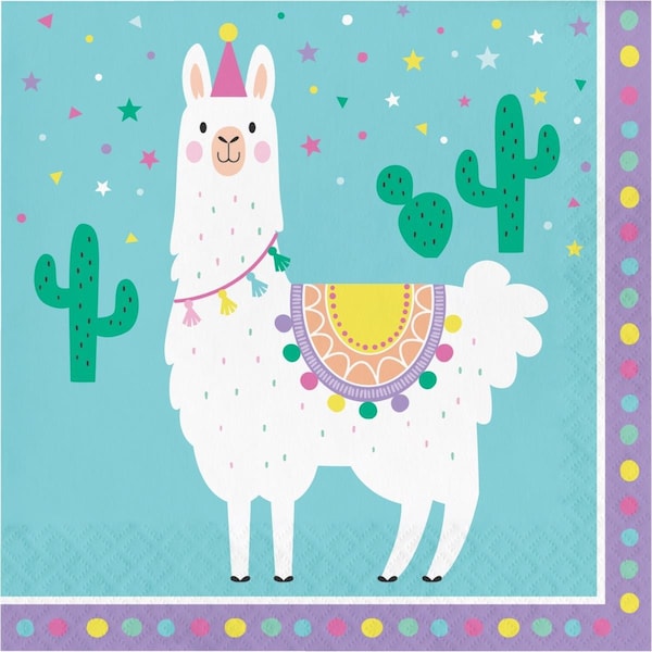 Omg 6.5 in. Llama Party Napkins, 16PK - OM1570827
