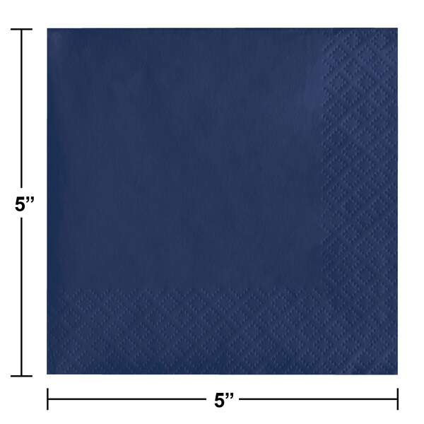 Touch Of Color Navy Blue Beverage Napkins 3 ply, 5"x5", 500PK - 571137B