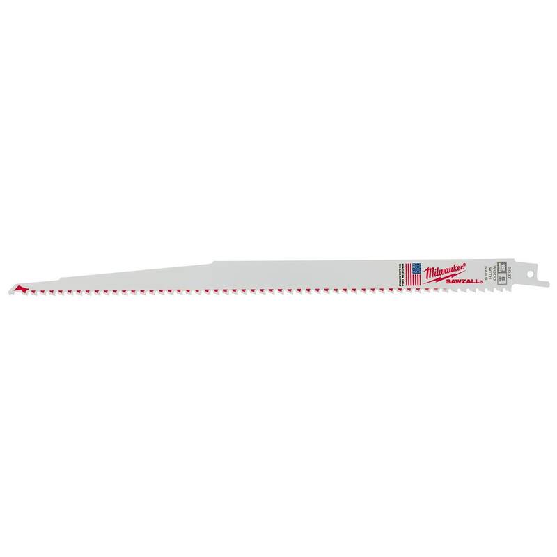 Milwaukee 12 pulgadas 5 TPI corte de madera de grano fino SAWZALL hojas de sierra reciproca (paquete de 5) - 48-00-5037