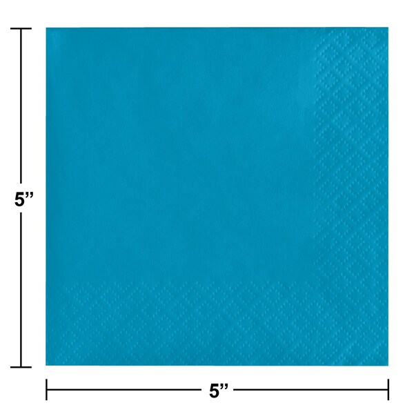 Touch Of Color Turquoise Blue Beverage Napkins, 5"x5", 600PK - 803131B