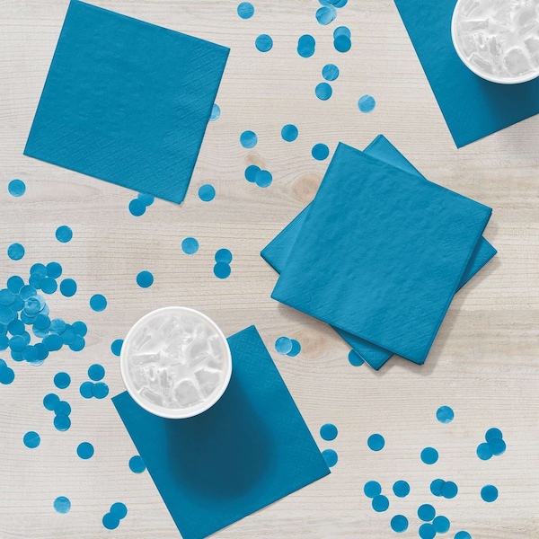 Touch Of Color Turquoise Blue Beverage Napkins, 5"x5", 600PK - 803131B
