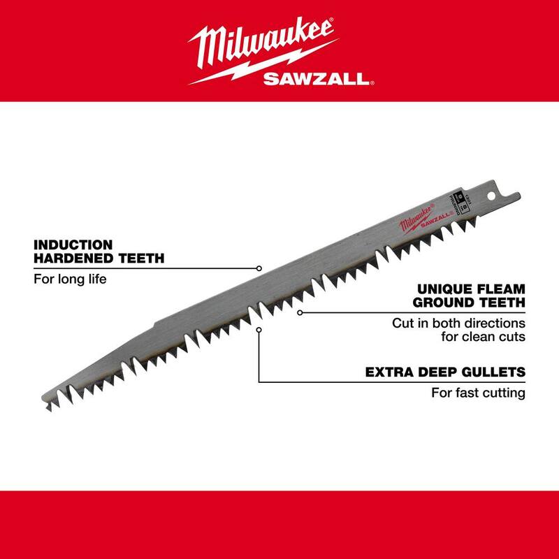 Milwaukee 12 pulgadas 5 TPI Hoja de sierra sable para poda (1 pieza) - 48-00-1305