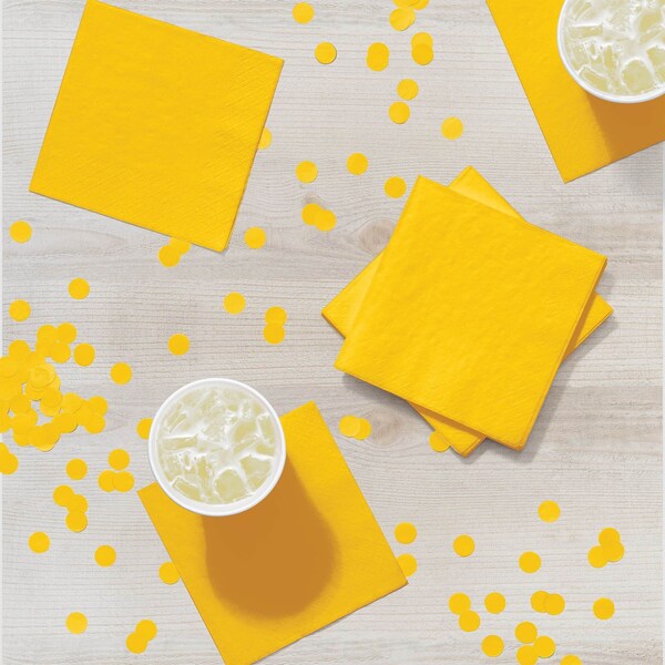 Touch Of Color School Bus Yellow Beverage Napkins, 5"x5", 600PK - 801021B