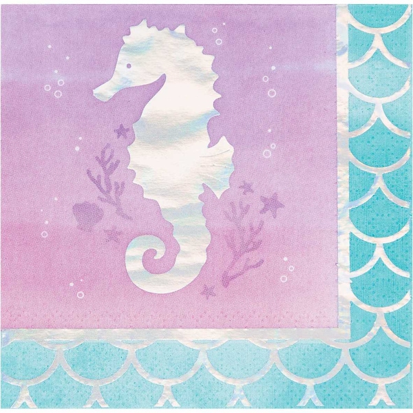 Creative Converting Iridescent Mermaid Party Beverage Napkins, 5"x5", 192PK - 336708