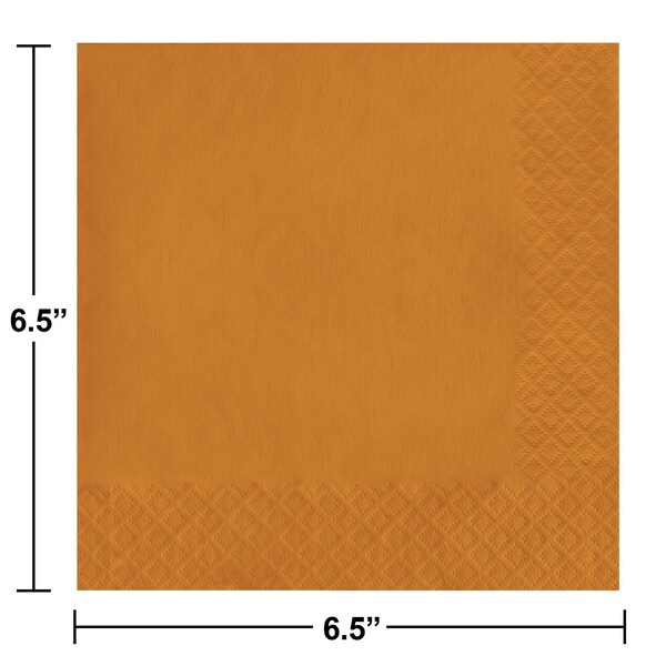 Touch Of Color 6.5" x 6.5" Pumpkin Spice Orange Napkins 600 PK - 323384