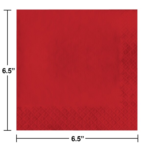 Touch Of Color 6.5" x 6.5" Classic Red Napkins 600 PK - 661031B