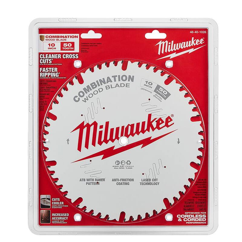 Milwaukee Hoja de sierra circular combinada de 10 pulgadas x 50 dientes - 48-40-1026