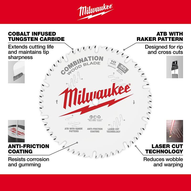 Milwaukee Hoja de sierra circular combinada de 10 pulgadas x 50 dientes - 48-40-1026