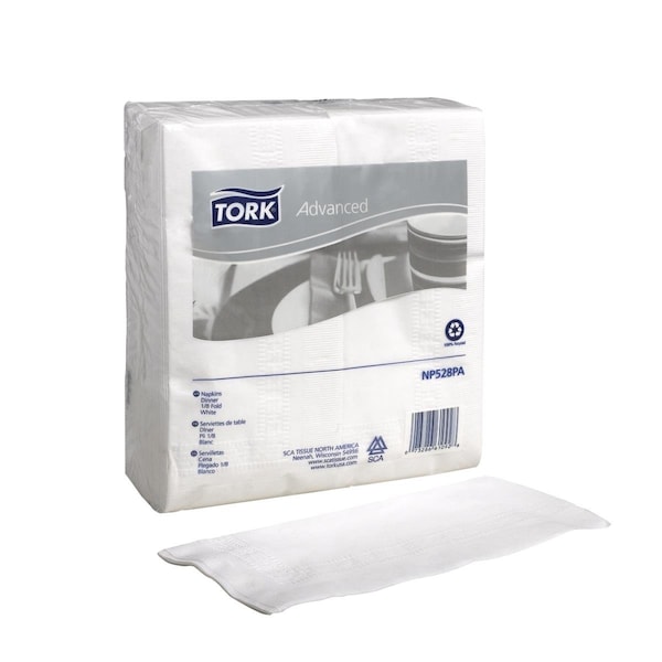 Sca Tissue North America NP528PA PEC White Fold 2-Ply Tork Advanced Dinner Napkin, 2800PK - NP528PA  (PEC)