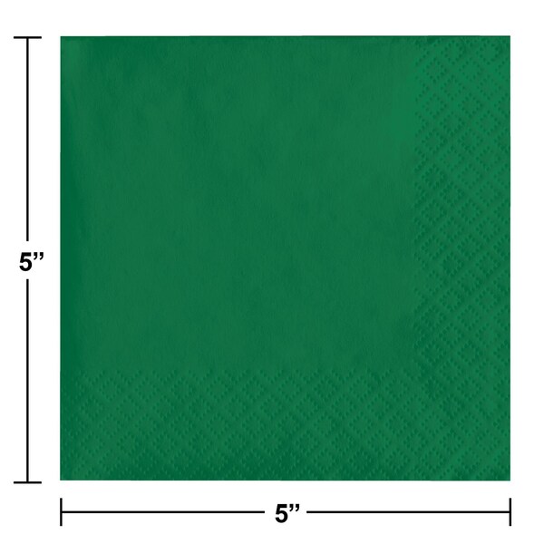 Touch Of Color Emerald Green Beverage Napkins, 5"x5", 600PK - 139184154