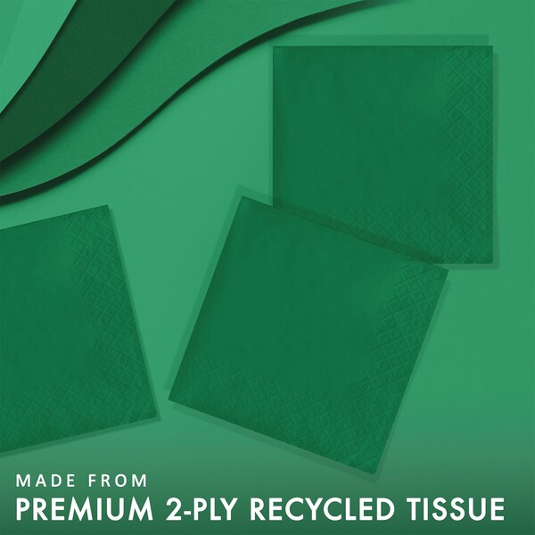 Touch Of Color Emerald Green Beverage Napkins, 5"x5", 600PK - 139184154