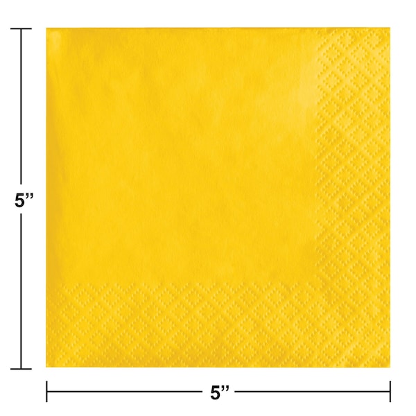 Touch Of Color School Bus Yellow Beverage Napkins 3 ply, 5"x5", 500PK - 571021B