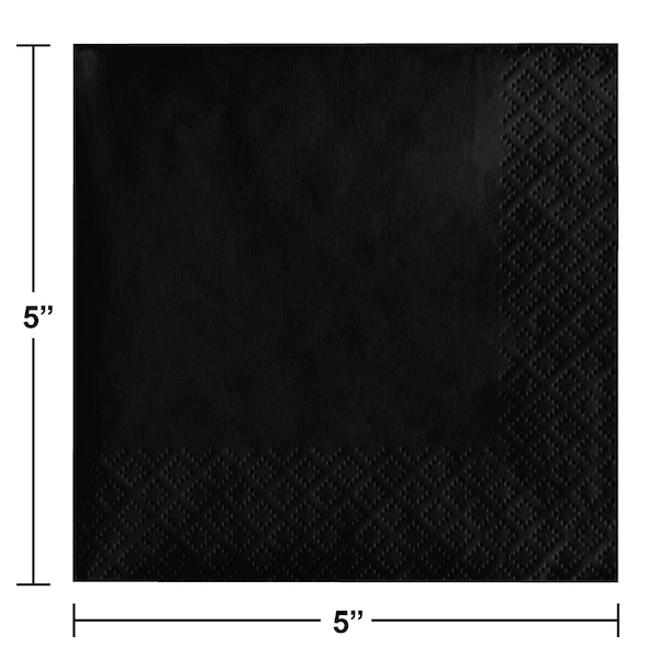 Touch Of Color Black Beverage Napkins, 5"x5", 500PK - 57134B