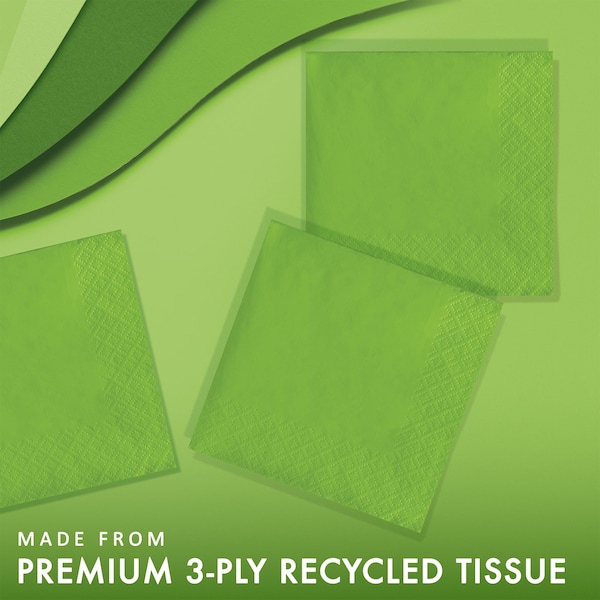 Touch Of Color Fresh Lime Green Beverage Napkins 3 ply, 5"x5", 500PK - 573123B