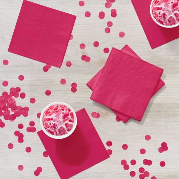 Touch Of Color Hot Magenta Pink Beverage Napkins, 5"x5", 600PK - 139197154