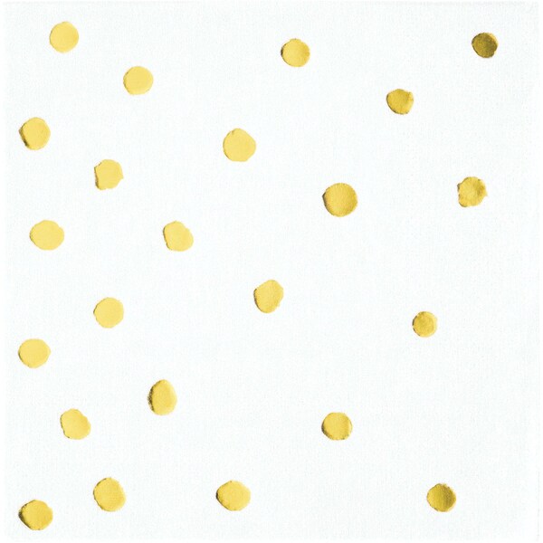 Touch Of Color White and Gold Foil Dot Beverage Napkins, 5"x5", 192PK - 329955