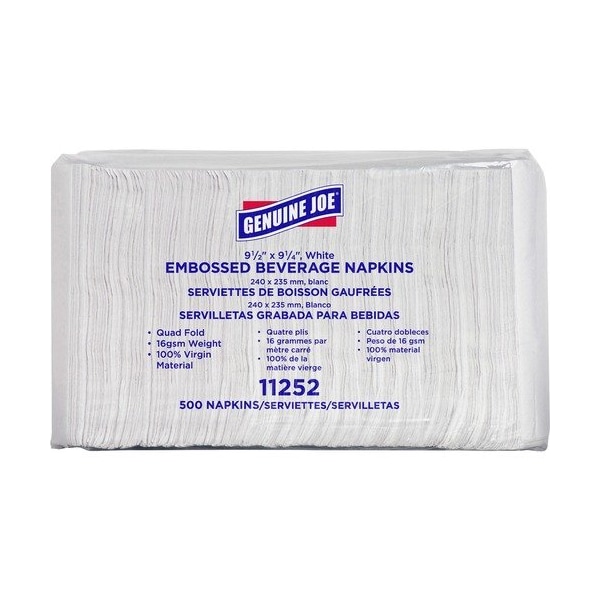Geniune Joe NAPKIN, BEVERAGE, 9.5X9.25, 8PK - GJO11252