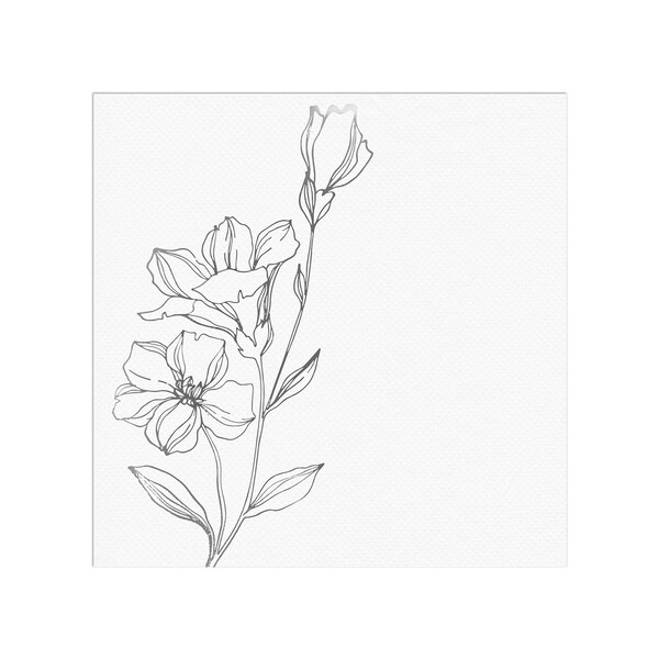 Smarty Had A Party White with Silver Antique Floral Paper BeverageCocktail Napkins 600 Napkins, 600PK - 2294-CASE