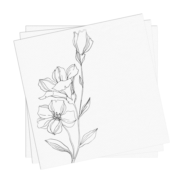 Smarty Had A Party White with Silver Antique Floral Paper BeverageCocktail Napkins 600 Napkins, 600PK - 2294-CASE