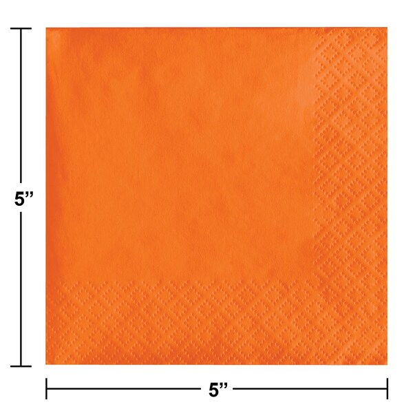 Touch Of Color Sunkissed Orange Beverage Napkins 3 ply, 5"x5", 500PK - 57191B