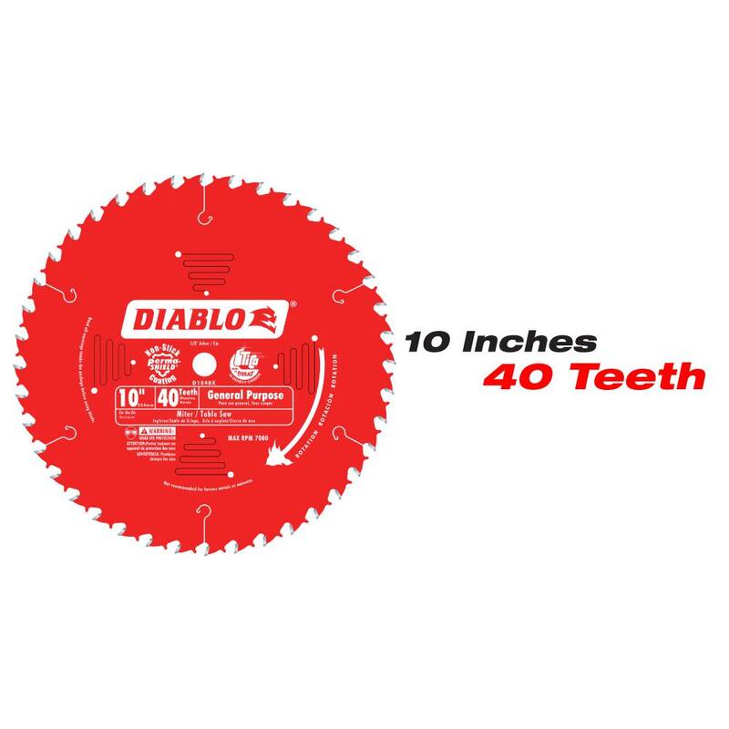 DIABLO 10 pulgadas x 40 dientes Hojas de Sierra Circular para Propósito General y 10 pulgadas x 60 dientes Hojas de Sierra Circular Finas (2 Hojas) - D10401060X2GS