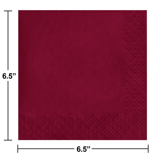 Touch Of Color 6.5" x 6.5" Burgundy Red Napkins 600 PK - 663122B