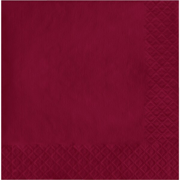 Touch Of Color 6.5" x 6.5" Burgundy Red Napkins 600 PK - 663122B