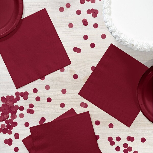 Touch Of Color 6.5" x 6.5" Burgundy Red Napkins 600 PK - 663122B