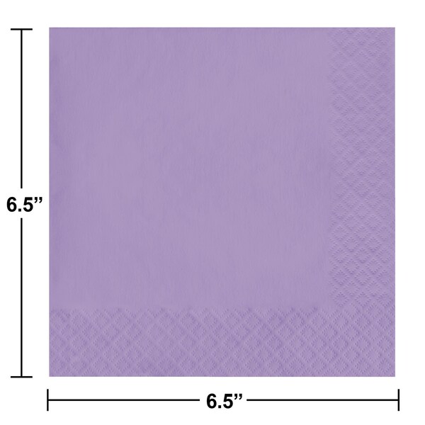 Touch Of Color 6.5" x 6.5" Luscious Lavender Purple Napkins 600 PK - 139186135
