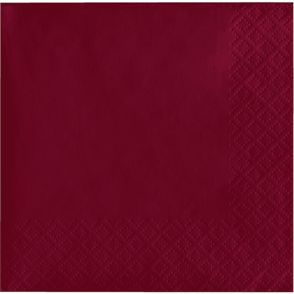 Touch Of Color Burgundy Red Beverage Napkins, 5"x5", 1200PK - 253122