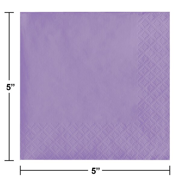 Touch Of Color Luscious Lavender Beverage Napkins 3 ply, 5"x5", 500PK - 57193B
