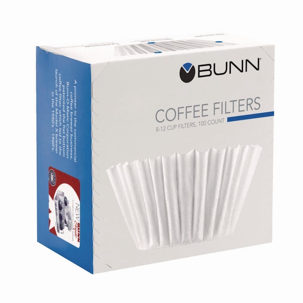 Bunn Coffee Filters, 8 to 12 Cup Size, Flat Bottom, PK1200 - BNN BCF-100B