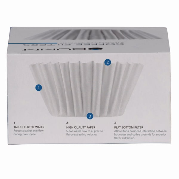 Bunn Coffee Filters, 8 to 12 Cup Size, Flat Bottom, PK1200 - BNN BCF-100B