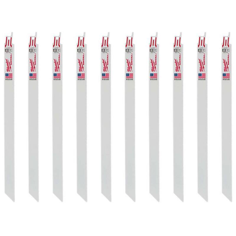 Sierra alternante para cortar metal de tamaño mediano de 12 pulgadas y 18 dientes por pulgada de Milwaukee (paquete de 10) - 48-00-5189-10X