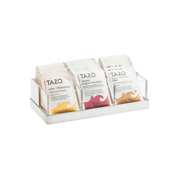 Cal Mil Plastics Cal-Mil 3014-55 Luxe Three Compartment Condiment Organizer White & SS 9-1/4"W x 4-1/2"D x 2-1/2"H - 3014-55
