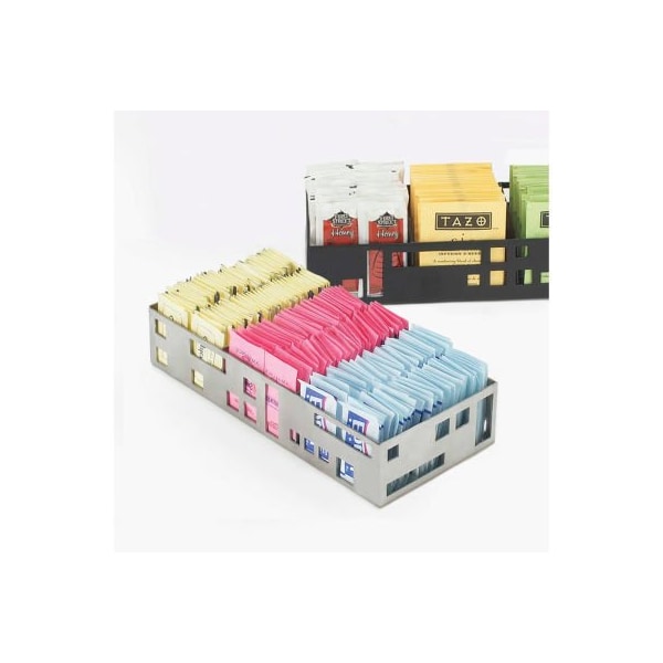 Cal Mil Plastics Cal-Mil 1611-55 Squared Packet Organizer 9-1/4"W x 4-1/2"D x 2"H Stainless Steel - 1611-55