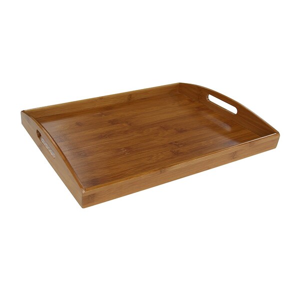 Home Basics Home Basics Bamboo Serving Tray with Open Handles, Natural - ZOR96249