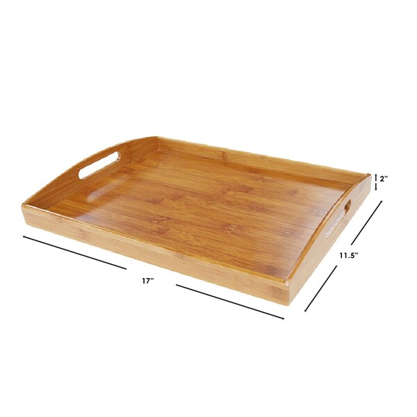 Home Basics Home Basics Bamboo Serving Tray with Open Handles, Natural - ZOR96249