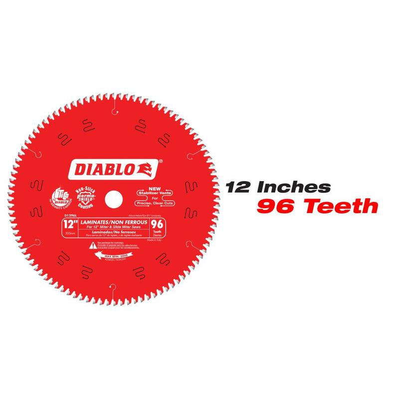 DIABLO 10 pulgadas x 84 dientes y 12 pulgadas x 96 dientes Cuchillas Circulares para Sierra de Inglete de Laminado/Aluminio/Plástico (2 cuchillas) - D10841296L2GS